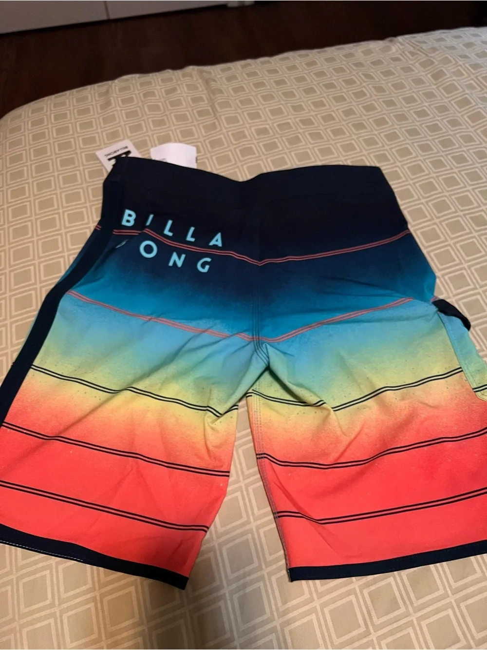 Billabong Men's Gradient Blue to Coral Stripe Board Shorts